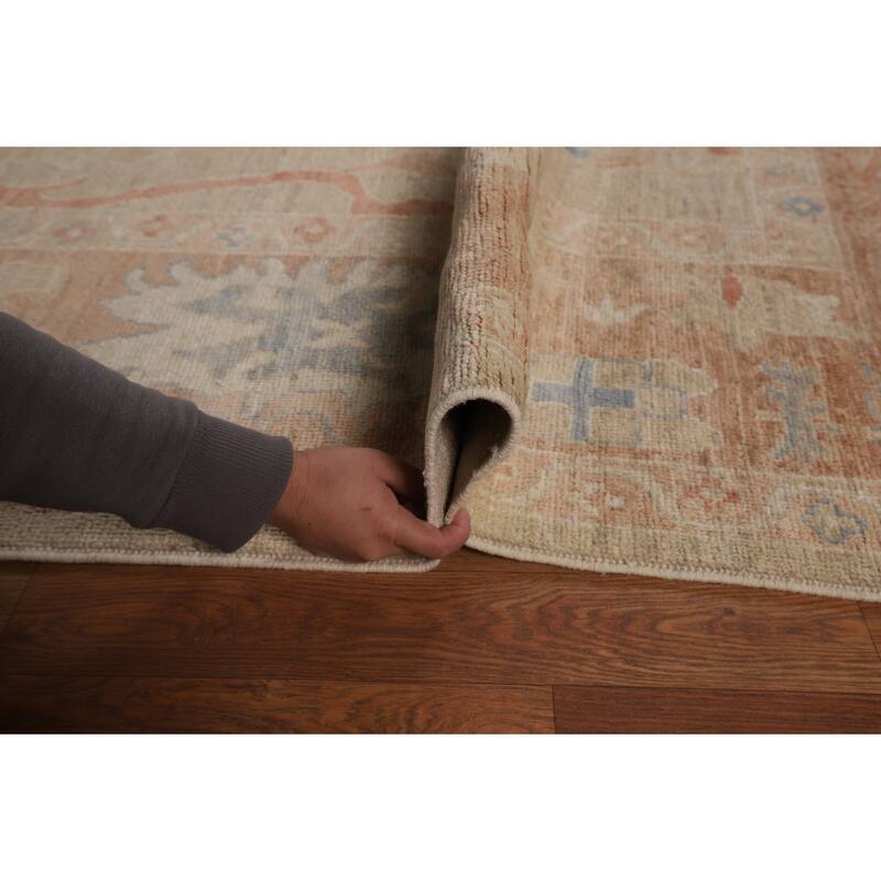 Orange Oushak Turkish Area Rug Handmade Vegetable Dyewool Carpet - 9'4"x 12'0"