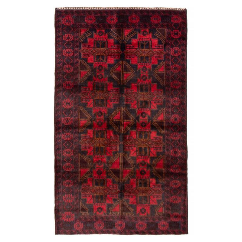 Teimani Red Rug 3'10" x 6'7" - 3'10 x 6'7 - Red - 3'10 x 6'7