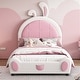 preview thumbnail 25 of 24, Twin Size Upholstered Platform Bed with Rabbit Shaped Headboard