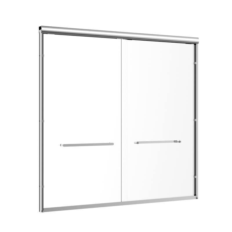 Aluminum Frame Double Sliding Shower Door - Silver