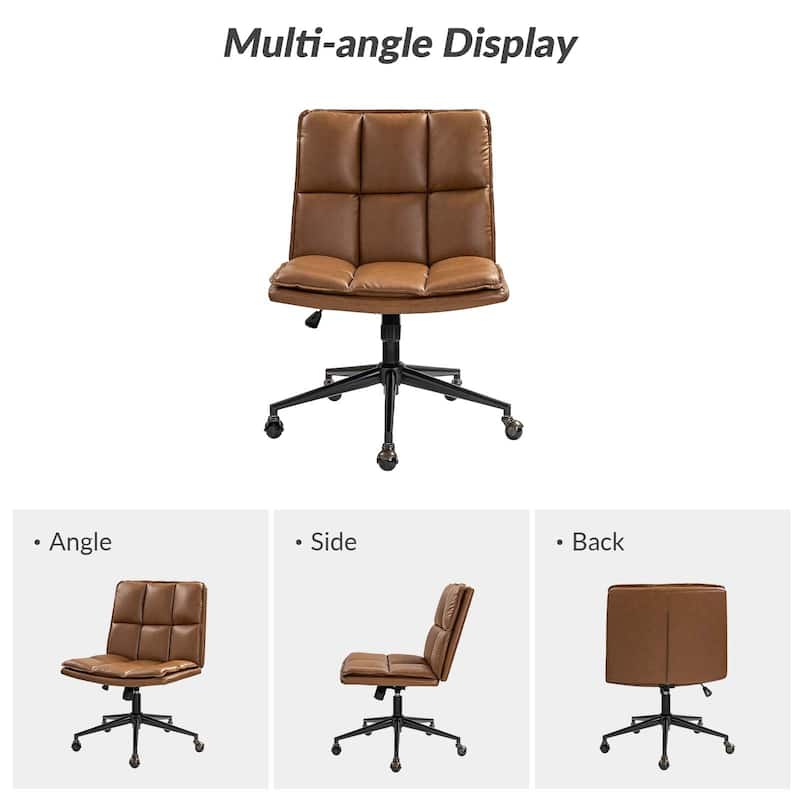 Judy Mid-century Modern Oversize Faux Leather Swivel Tilting Task Office Chair By HULALAHOME