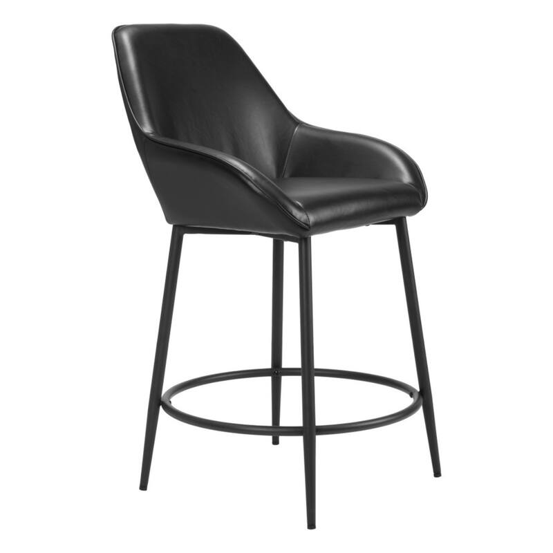 Set of 2 Faux Leather Bar Stools with Armrests and Steel Frame