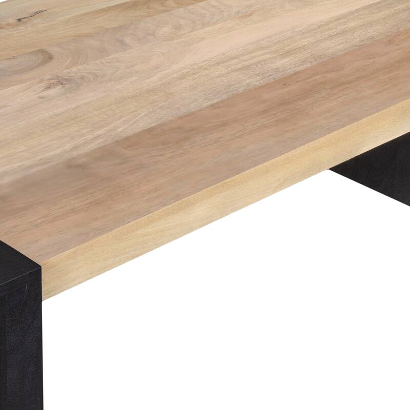 Bonne Coffee Table, 60 Inch Wide Rectangular Top, Handcrafted White Oak and Sandblasted Black
