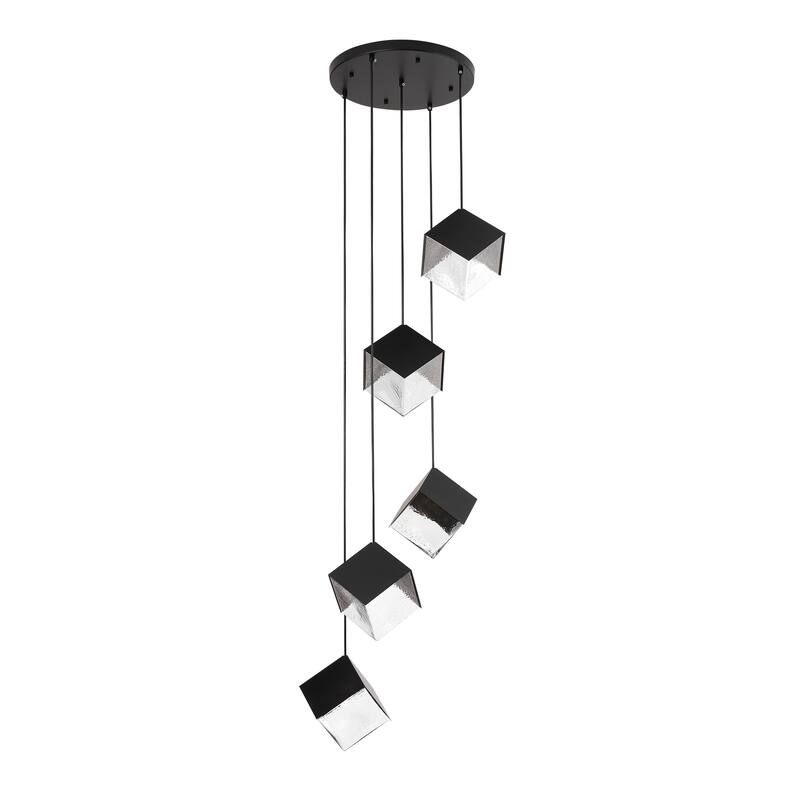 Ice Cube Pendant Lights Cluster Stairway Multi 5-Light Pyrite Chandelier - N/A