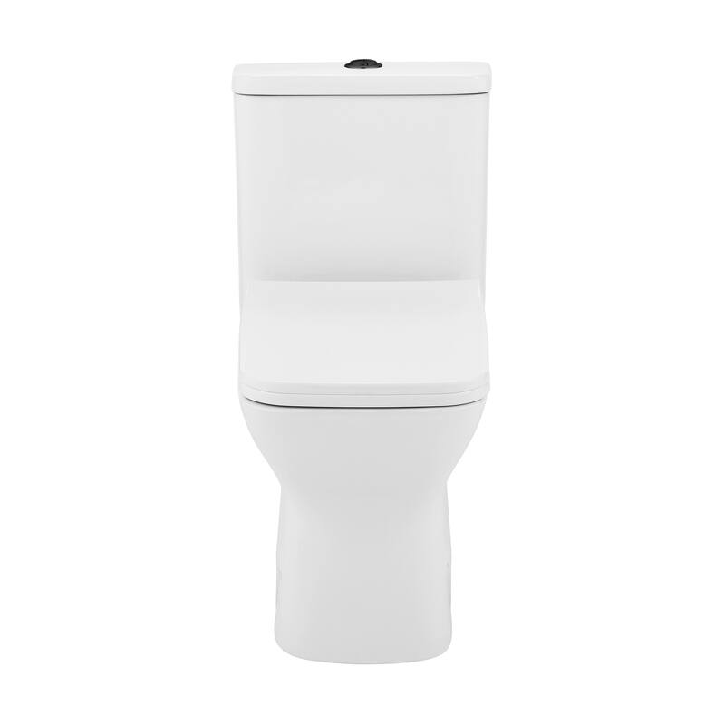 Carre One Piece Square Toilet Dual Flush, Black Hardware - Glossy White