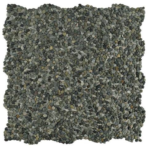 Merola Tile Pebblini Mini Olive 12.25" x 12.25" Pebble Stone Mosaic Tile