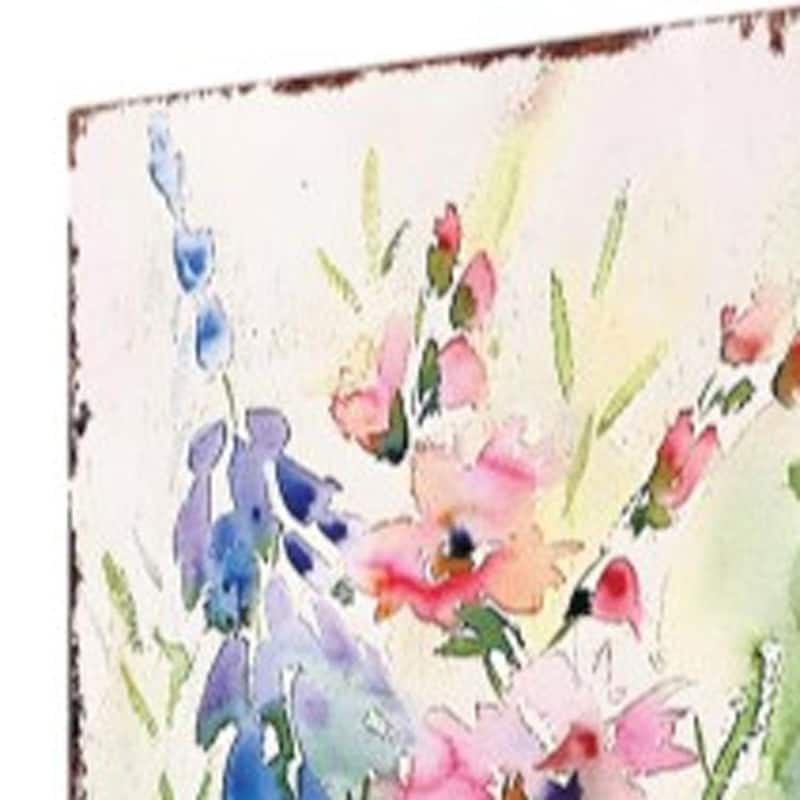 HomeRoots 30" Blue Pink White And Yellow Solid Wood Wildflowers Garden Stake