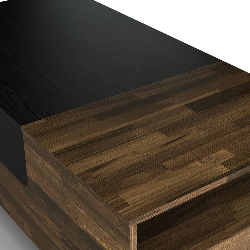 DH BASIC Transitional Brown 47-inch 1-shelf Coffee Table with Sliding Top by Denhour