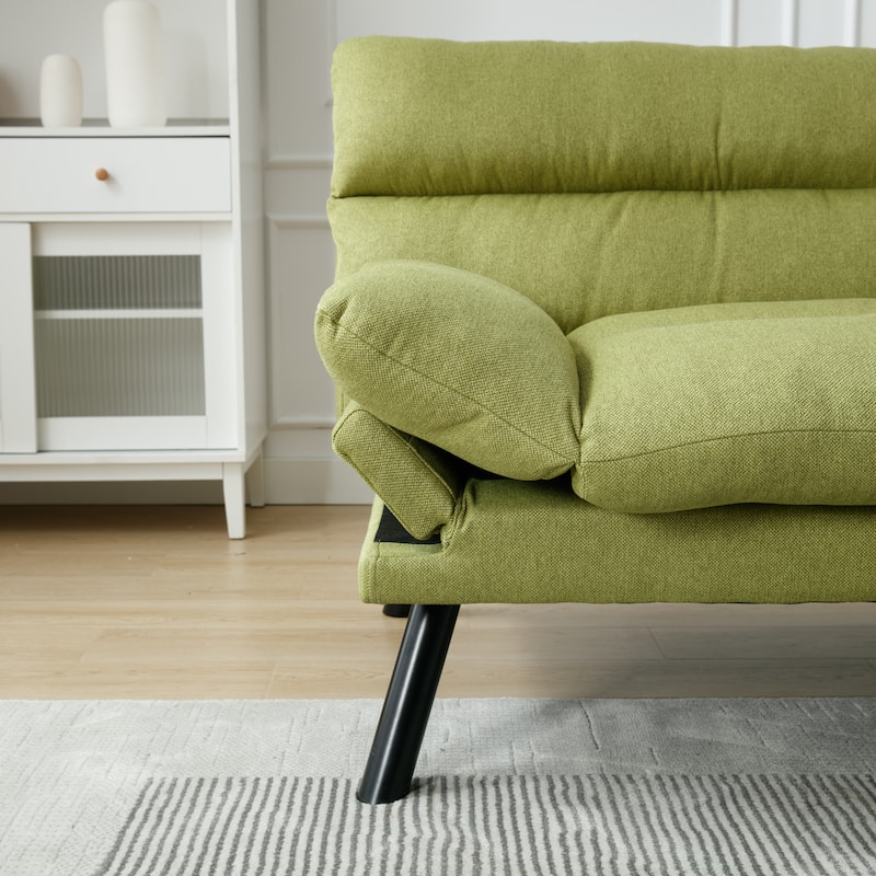 Modern Upholstered 2 Seaters Sleeper Sofa with Thick Cushion and Metal Feet