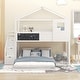 preview thumbnail 1 of 7, Twin Over Full House Bunk Bed with Storage Staircase and Blackboard White