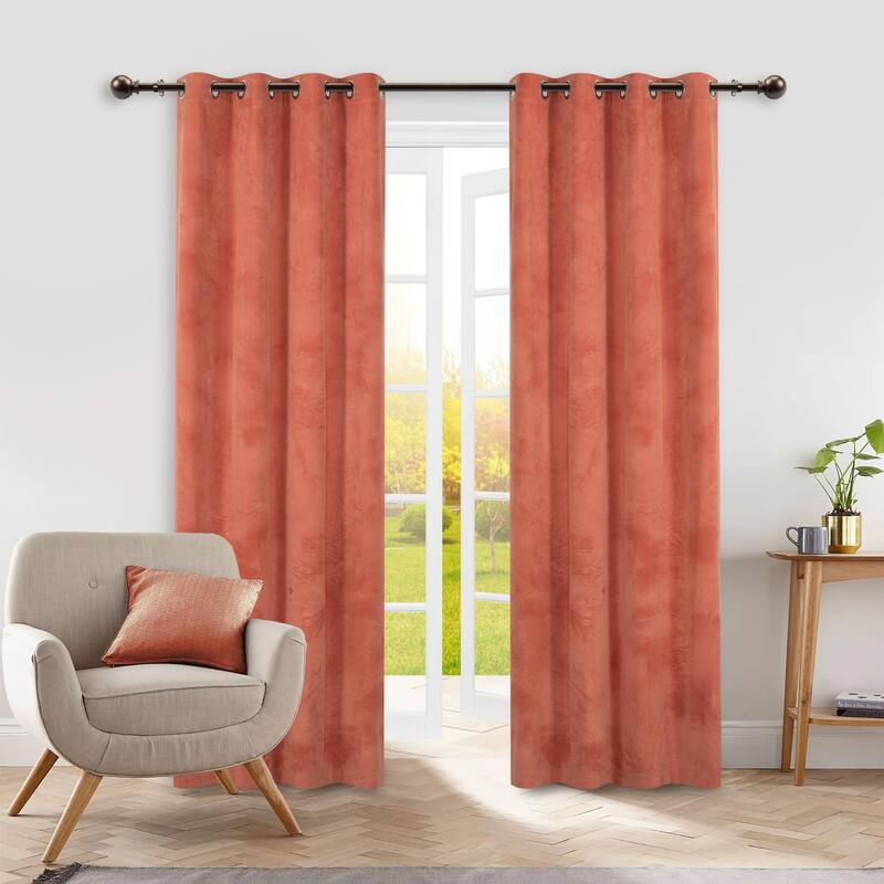 Deco Window 2 Pack Single Curtain Rod with Ball Round Finials & Brackets Set - 44" to 84", 5/8 Inch Diameter, Brown Oil Rubbed