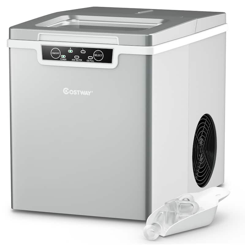 Costway Ice Maker Machine Countertop 26Lbs/24H Portable W/Scoop & - See Details - Silver - See Details