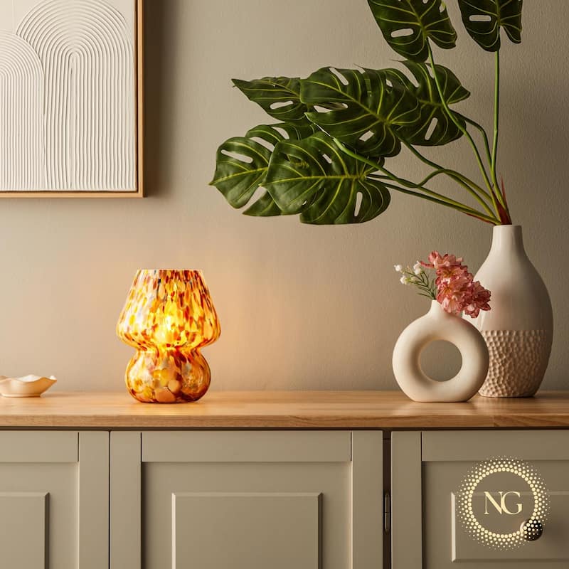 Mushroom White Glass Dimmable LED Table Lamp with E26 Socket Modern