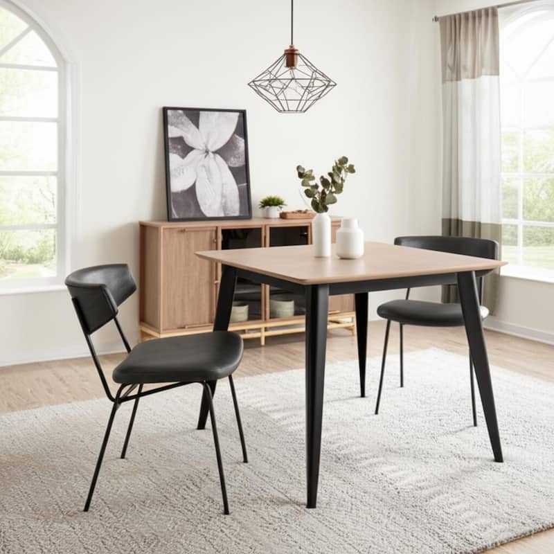 HomeRoots Set of Two Gray and Black Upholstered Faux Leather Open Back Dining Side Chairs - 20 in. x 30.3 in. x 24 in. - Set of 2 - 20 in. x 30.3 in.  x 24 in. - Black