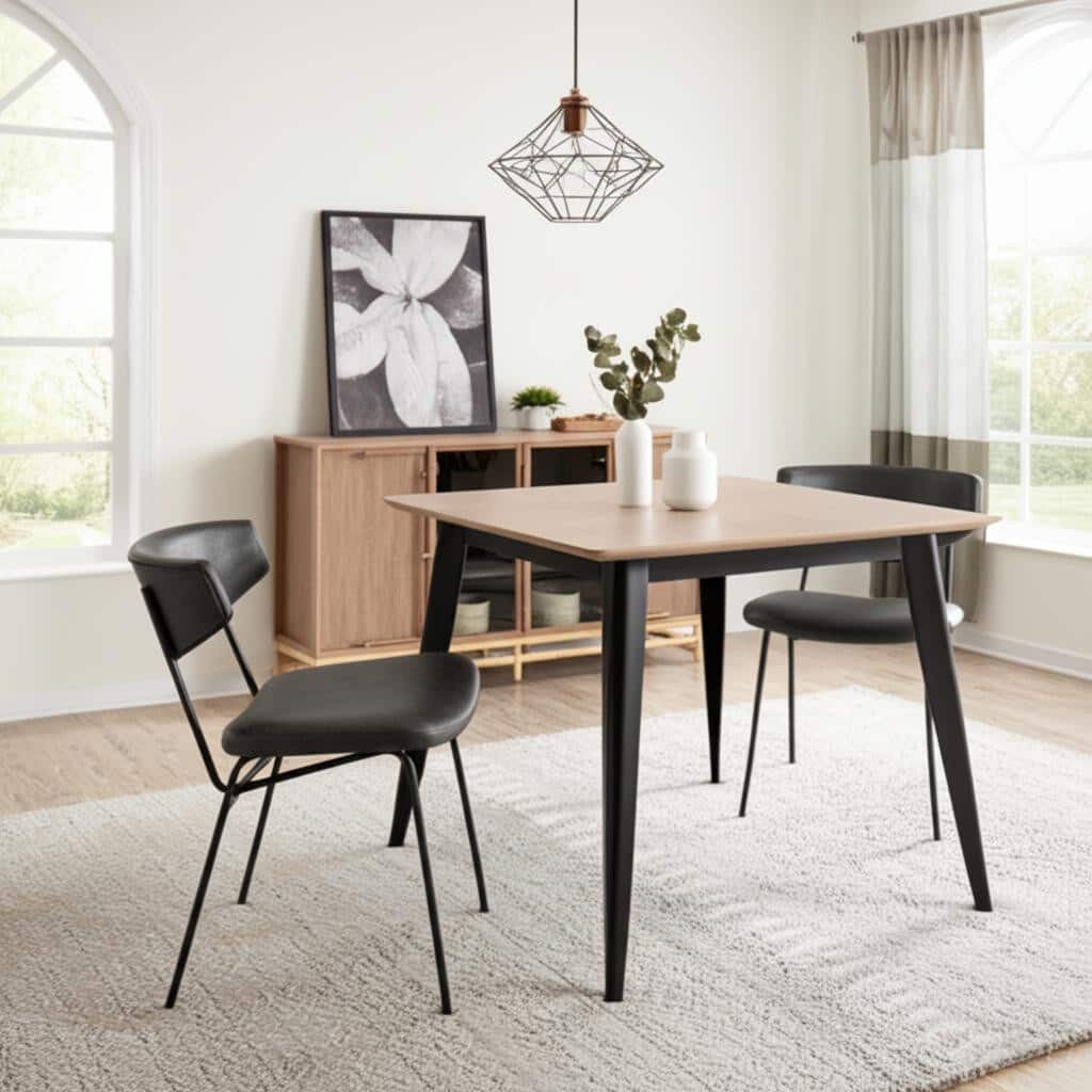 HomeRoots Set of Two Gray and Black Upholstered Faux Leather Open Back Dining Side Chairs - 20 in. x 30.3 in. x 24 in.
