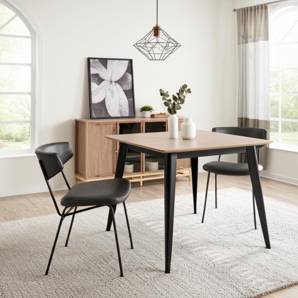 HomeRoots Set of Two Gray and Black Upholstered Faux Leather Open Back Dining Side Chairs - 20.00 in. x 30.30 in. x 24.00 in.