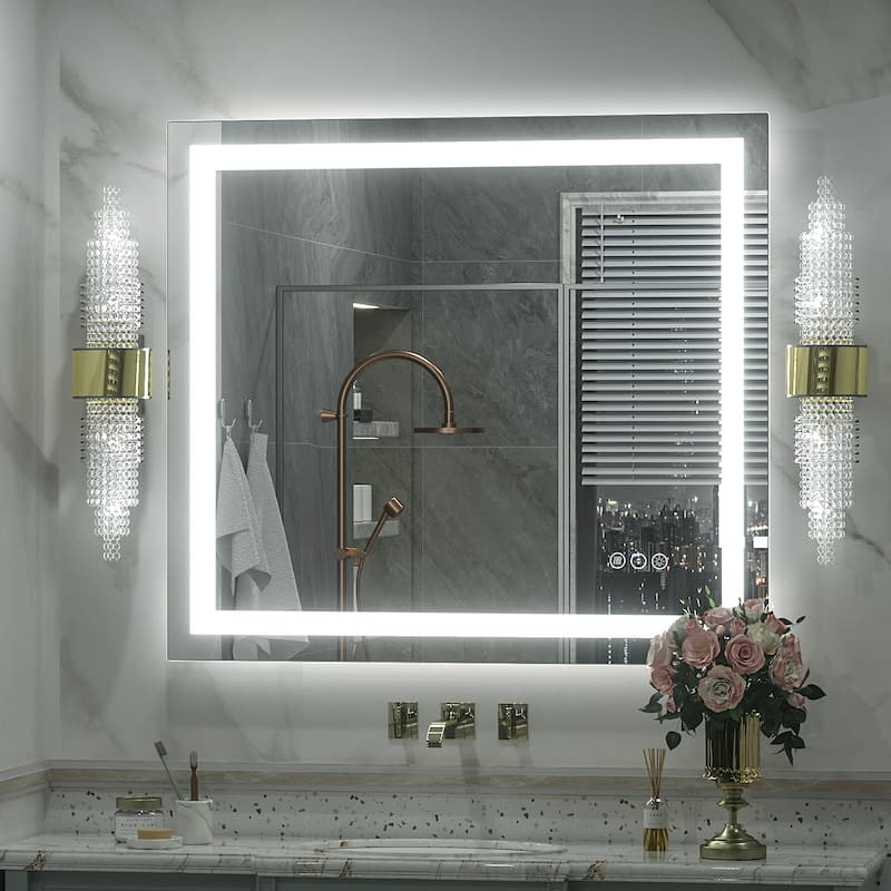 KIOTEE Super Bright Anti-fog LED Bathroom Mirror with Backlit and Front Lighting 3-Year Warranty - 36x32