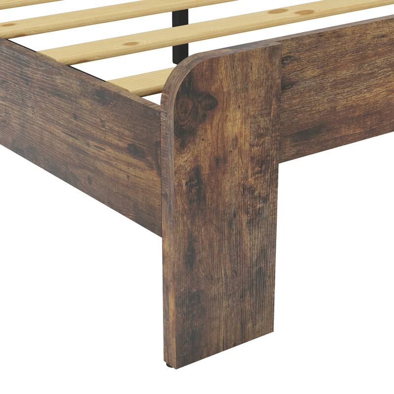 Bed Frame King Size, Wood Platform Bed Frame with Storage LED Light Headboard and 2 USB, Large Under Bed Storage