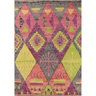 Plush Colorful Moroccan Oriental Area Rug Handmade Wool Carpet - 8'0" x 10'10"