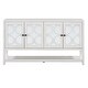 preview thumbnail 7 of 18, Antique White Sideboard Storage Cabinet with Mirrored Doors & Open Storage Shelf, Console Table Display Case for Living Room