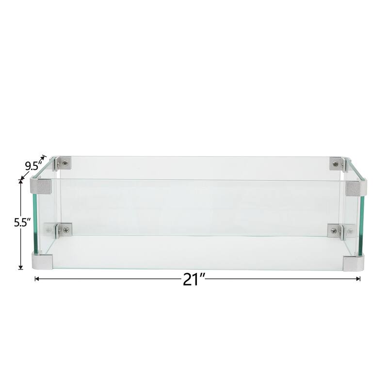 COSIEST Glass Wind Guard Tempered Glass for Outdoor Fire Pit