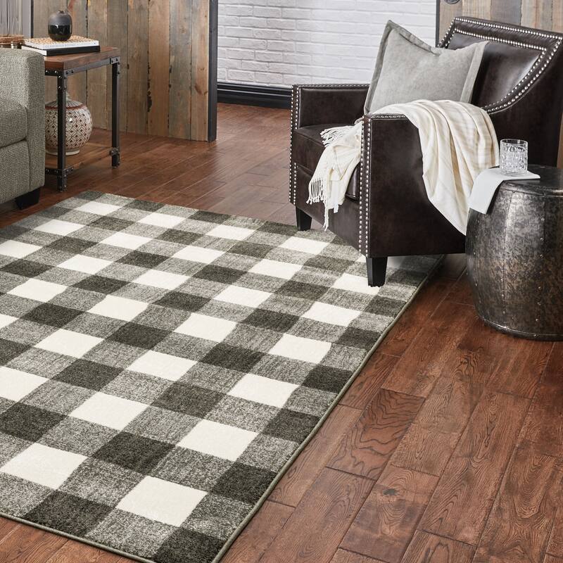 Arwen Distressed Gingham Plaid Area Rug