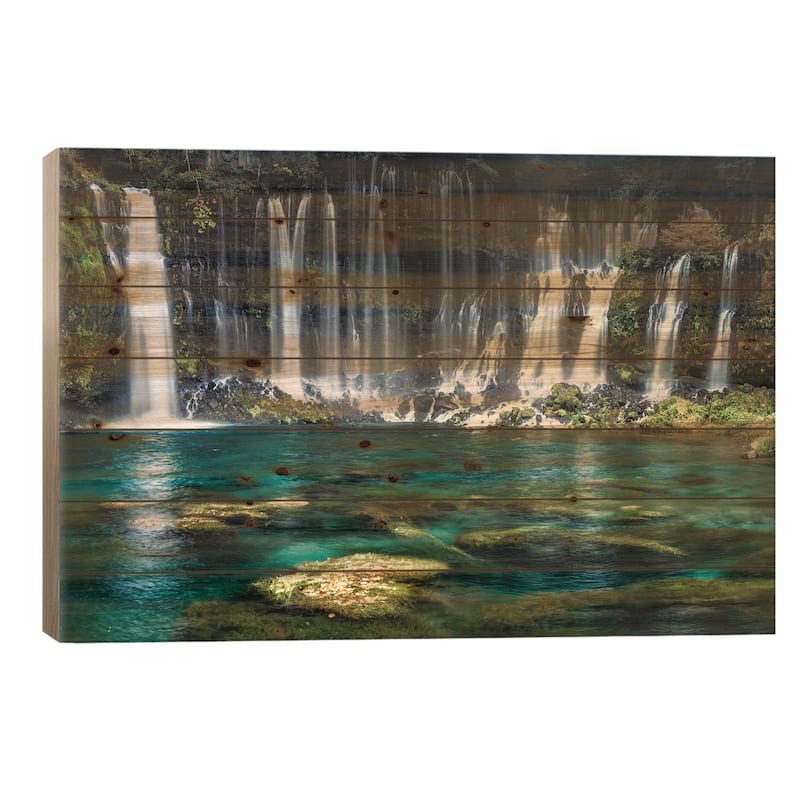 Shiraito Falls Print On Wood by Jan Becke - Multi-Color - 26x40x1.5