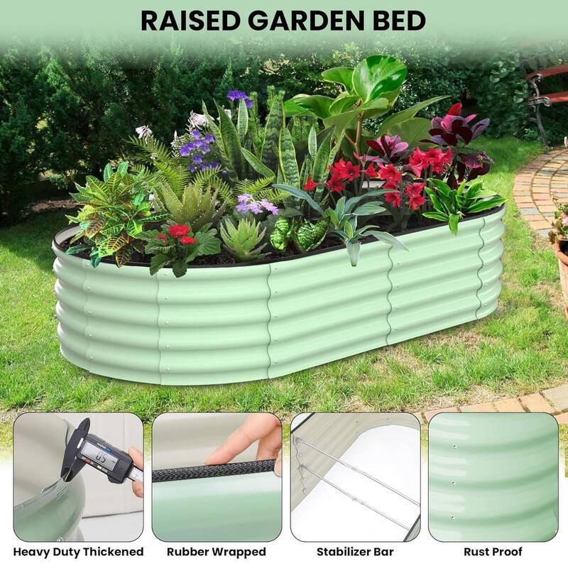 2 Pcs 6x3x1ft Galvanized Raised Garden Bed, Planter Box for Vegetables, Flowers, Fruits