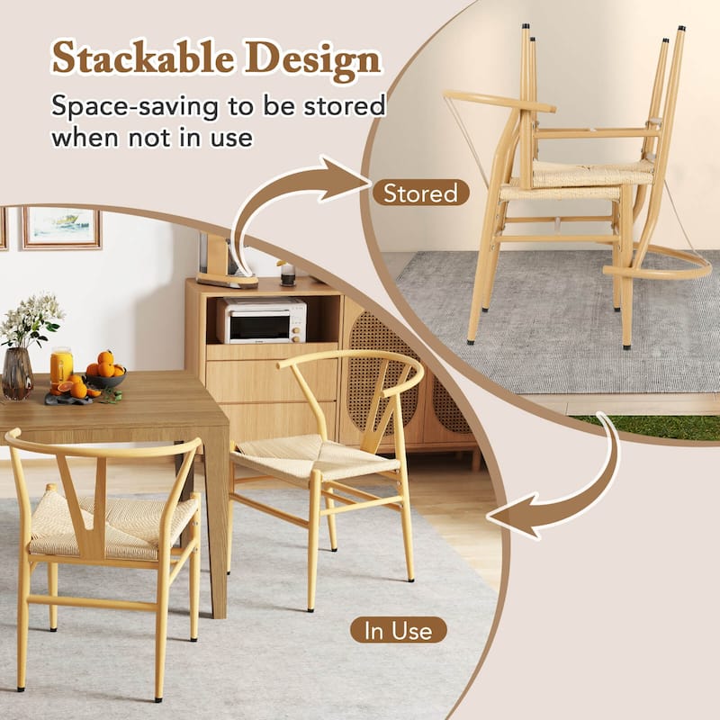 Costway Modern Dining Chair Set of 2/4 Weave Kitchen Armchairs with - See Details