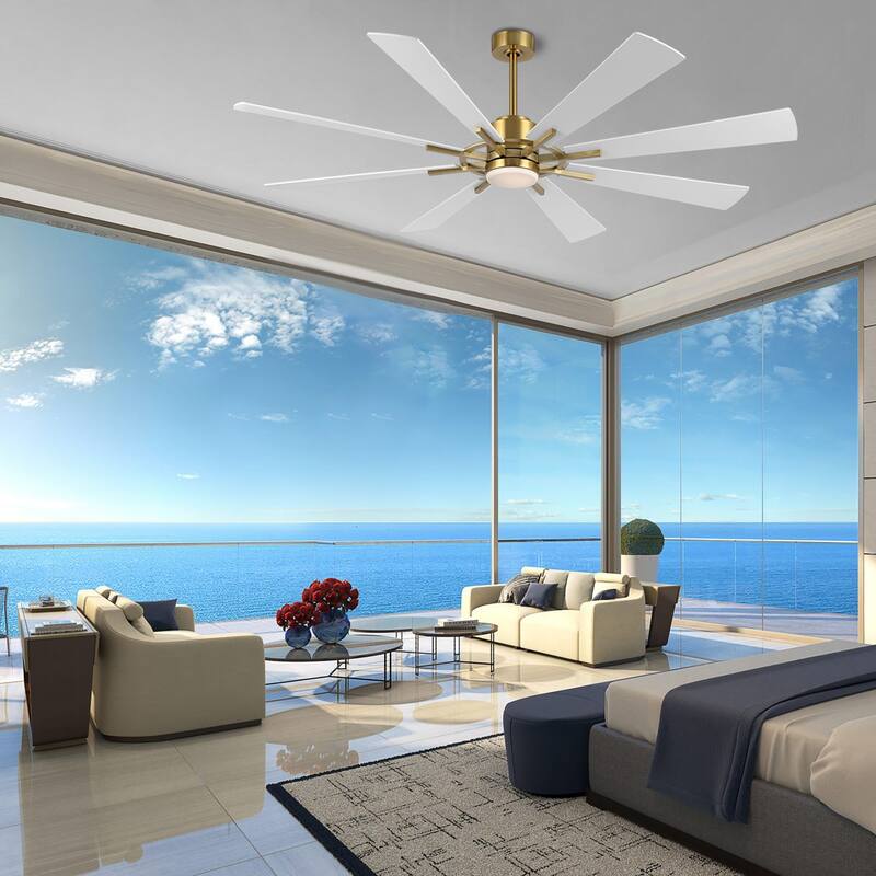 72"/80" DC Motor Indoor Ceiling Fan with Lights and Remote - 80" - White and Gold