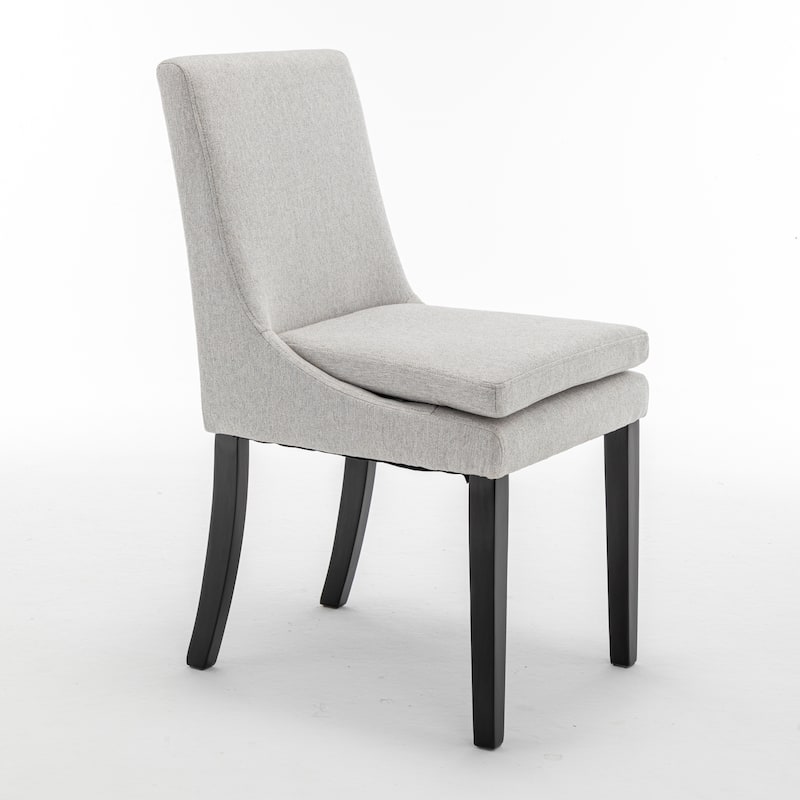 Modern Dining Chairs Set of 2, Upholstered Kitchen & Dining Room Chairs with Solid Wood Legs,Tufted Linen Fabric
