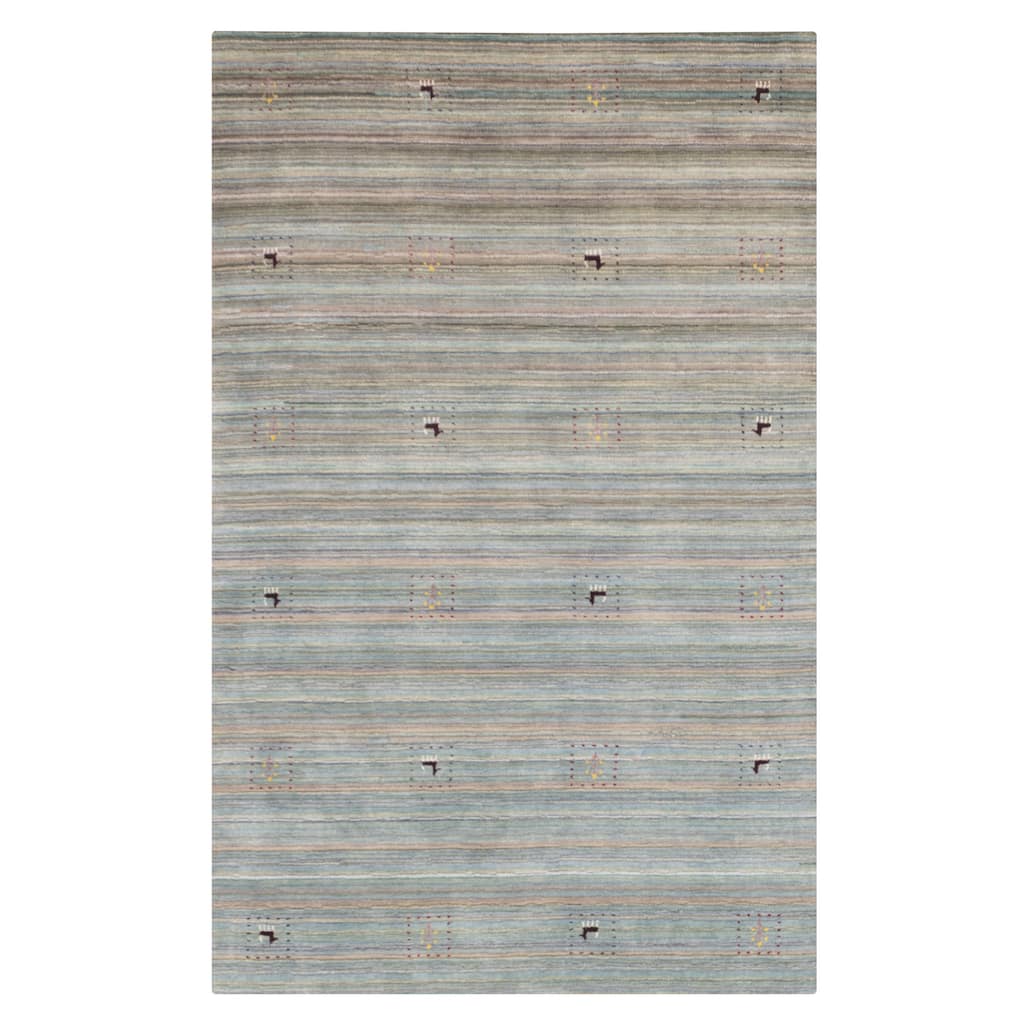 ECARPETGALLERY Hand Loomed Kashkuli Gabbeh Turquoise Wool Rug - 5'1 x 7'11