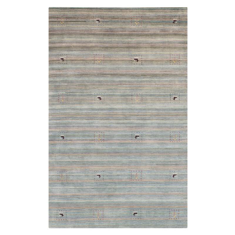 ECARPETGALLERY Hand Loomed Kashkuli Gabbeh Turquoise Wool Rug - 5'1 x 7'11