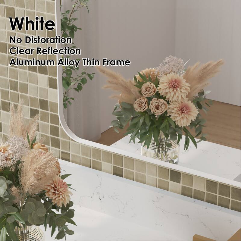 24 in./28 in. W x 36 in. H Bathroom Wall Mounted Arched Anodized Aluminum Framed Mirror