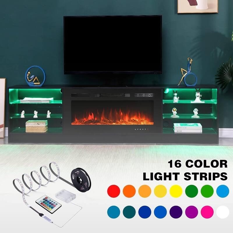 EROMMY Electric Fireplace TV Stand, Living Room Media Storage Cabinet and Entertainment Console