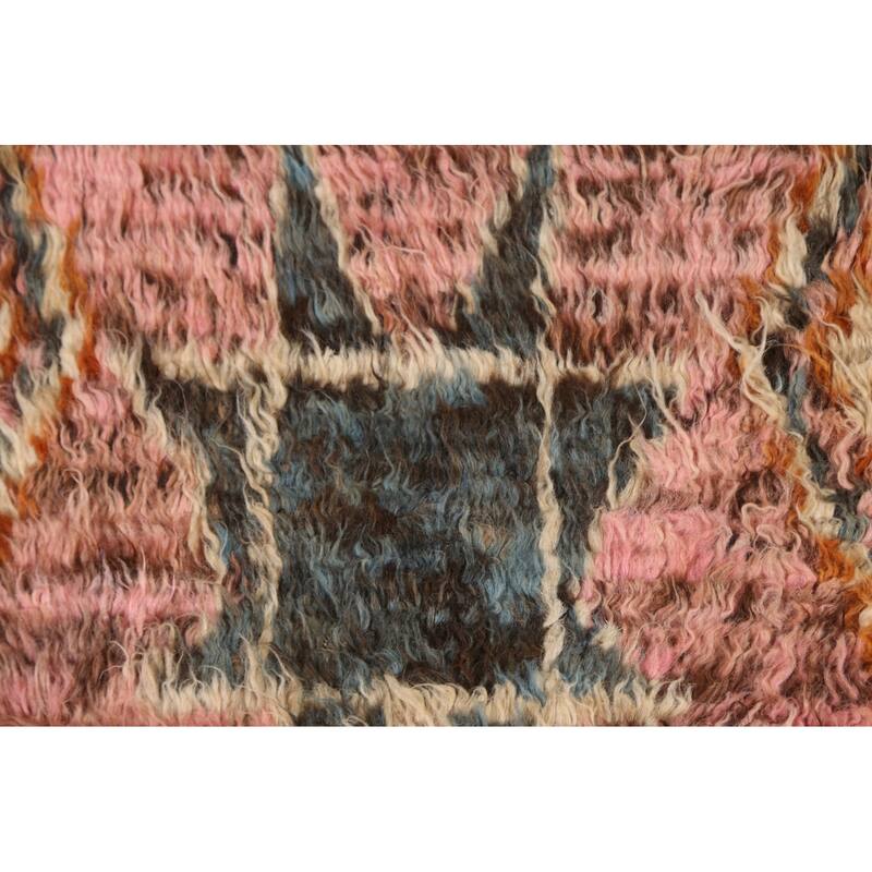 Hand Knotted Oriental 100% Wool Carpet Modern Tribal Pink Moroccan Area Rug - 9' 0'' X 5' 9''