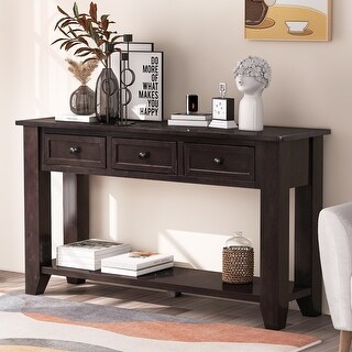 59" Modern Console Table with 3 Drawers & an Open Shelf, Stylish Sofa ...