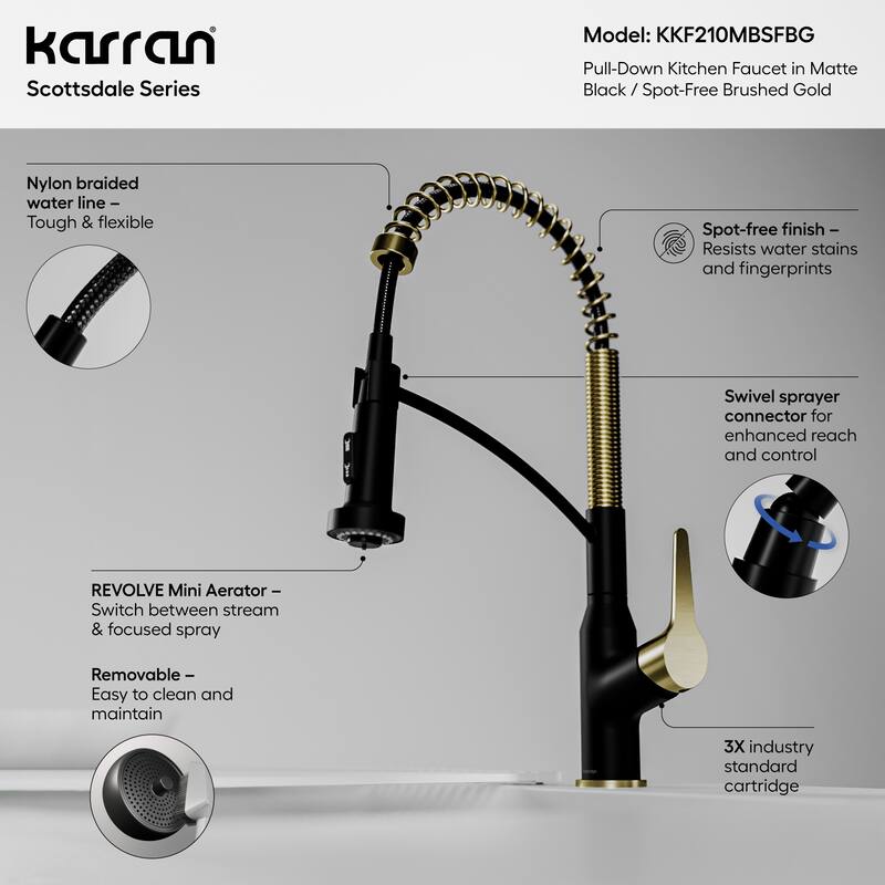 Karran Scottsdale Single-Handle Pull-Down Sprayer Commercial Style Kitchen Faucet