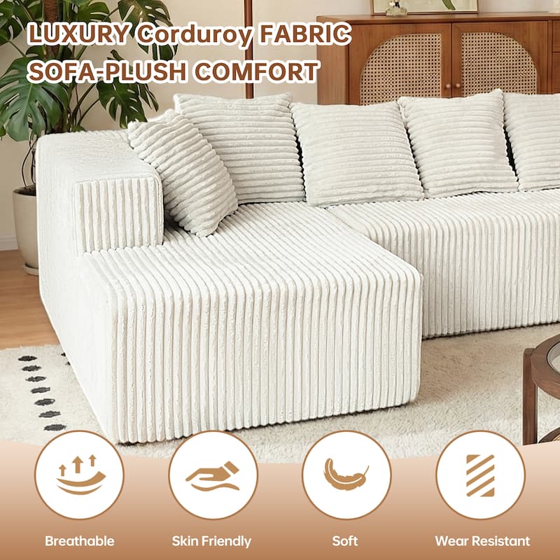 GDFStudio - American Design Modular 130" U-Shaped Sectional Sofa, Chaise Lounge with Reversible Layout