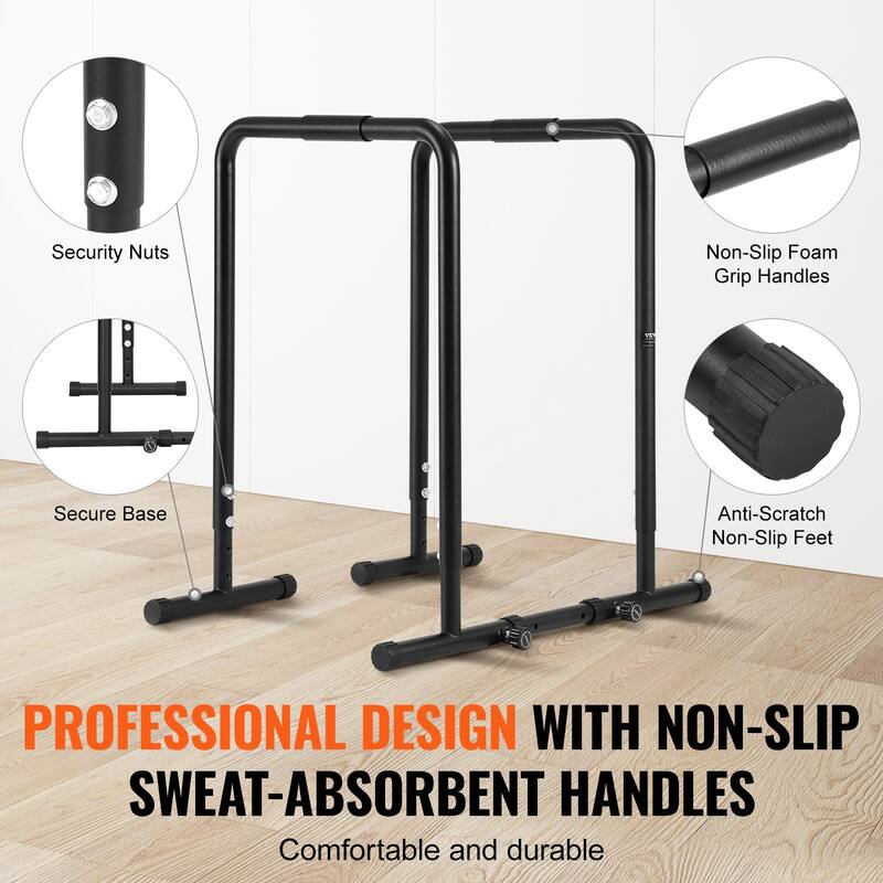 VEVOR Dip Bars Heave Duty Dip Stand Station for Strength Training Home Gym Office Outdoor
