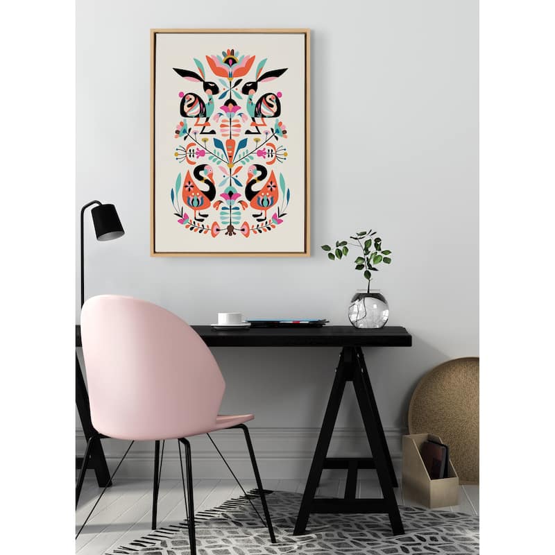 Kate and Laurel Sylvie Floral Bunny Framed Canvas By Rachel Lee