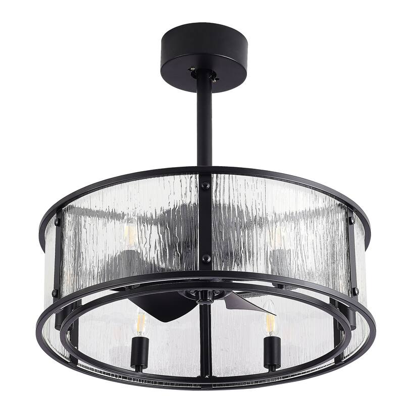 20" Modern 5-Blade Caged Ceiling Fan with Light Kit and Remote