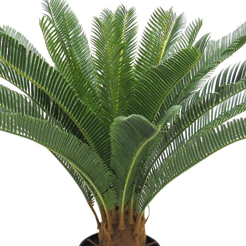 28in Artificial Sago Cycas Palm Tree Tropical Plant in Black Pot - 28" H x 31" W x 31" DP