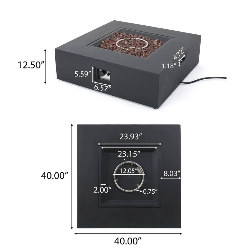 Roomfitters Outdoor Propane Fire Pit Table, 50,000 BTU Square Gas Fireplace with Tank Holder, Patio Heating, Dark Grey