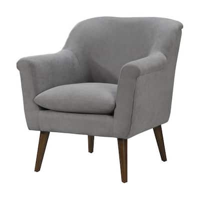 Gigi 32 Inch Accent Chair, Light Gray Fabric, Pillow Top Seat, Angled Legs