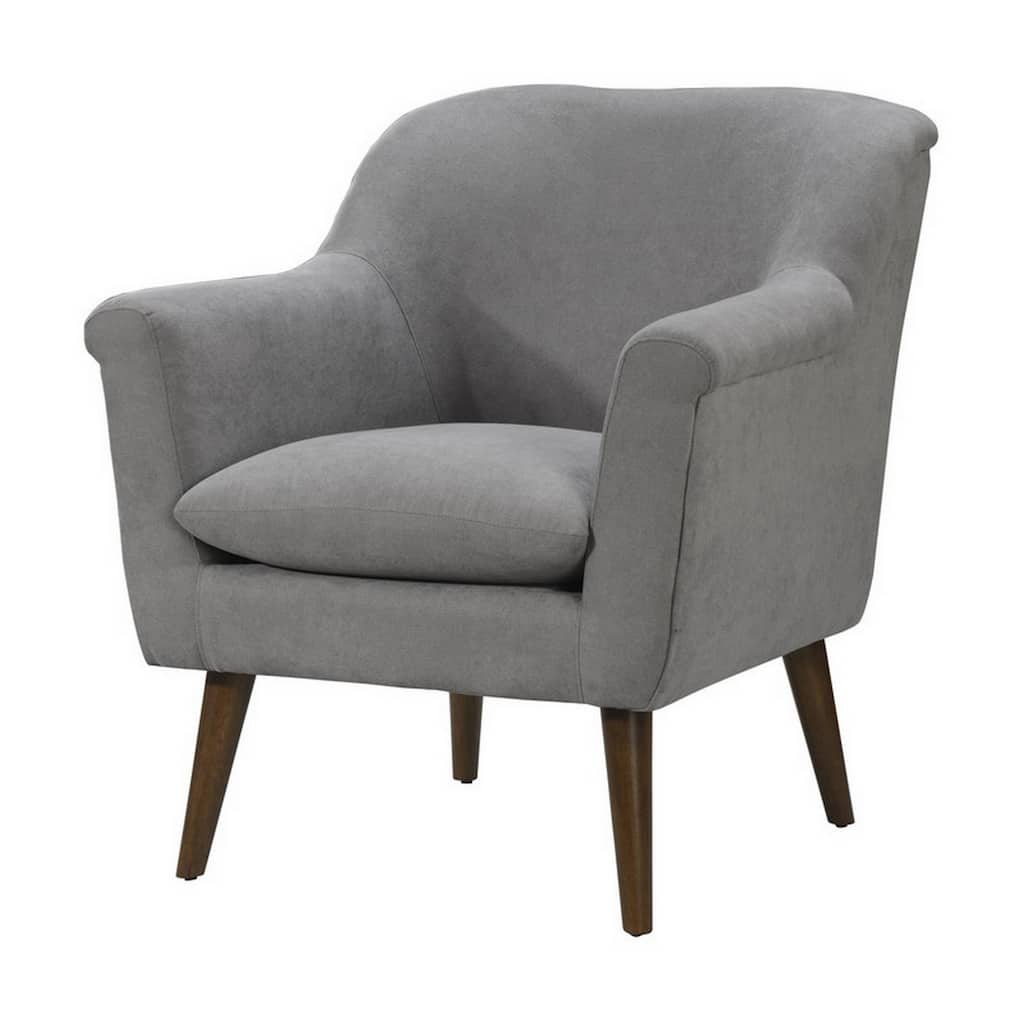 Gigi 32 Inch Accent Chair, Light Gray Fabric, Pillow Top Seat, Angled Legs