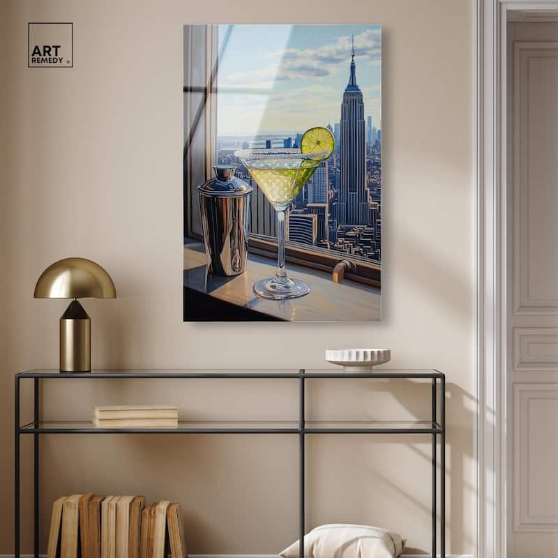 Classy Drink in NYC Acrylic by Art Remedy, Ready to Hang