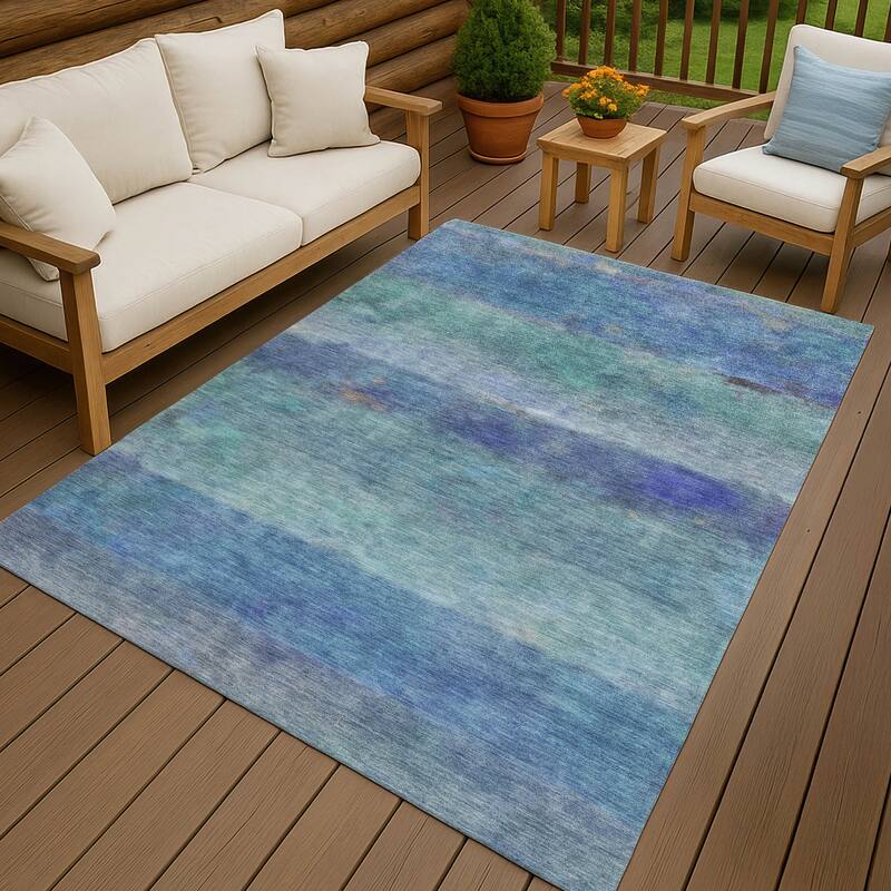 Machine Washable Indoor/ Outdoor Contemporary Ombre Chantille Rug