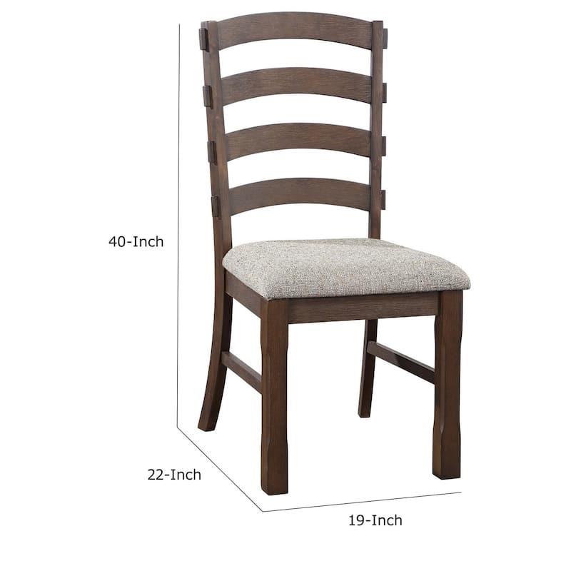 Brown/Gray Fabric Upholstered Wood Frame Dining Chair, Set of 2, Sturdy Dining Chair for Dining Rooms - 20.5