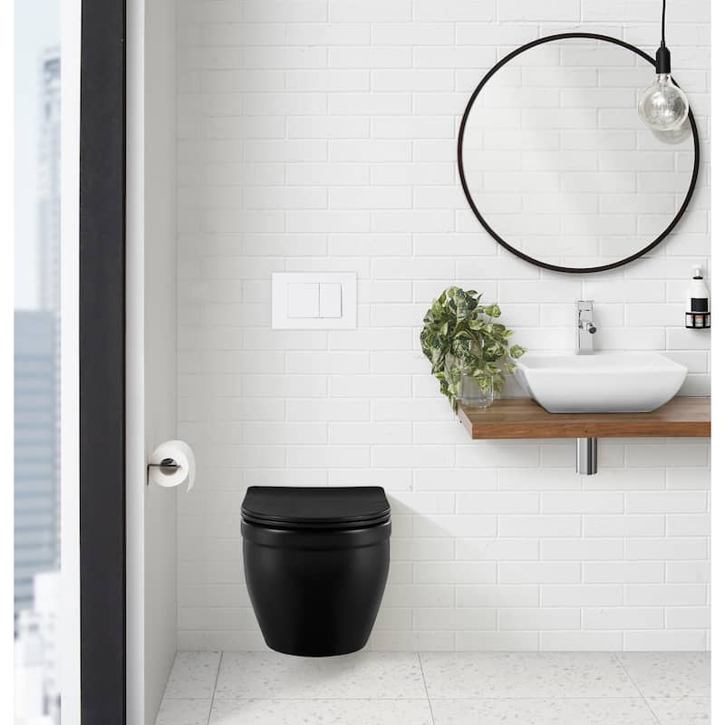 Wall Mount Dual Flush Actuator Plate With Square Push Buttons In Matte White - 9.65" x 6.5" 0.45" - 9.65" x 6.5" 0.45" - White